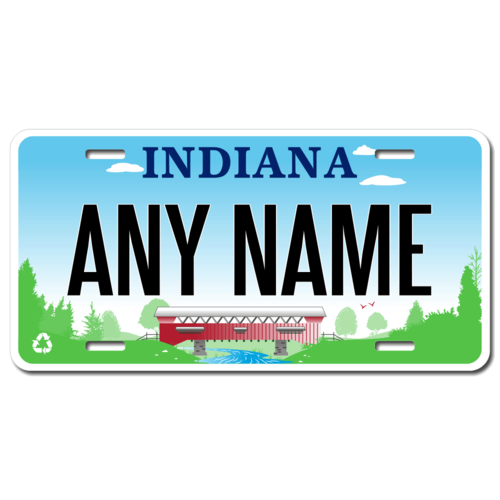 Personalized Indiana License Plate for Bicycles, Kid's Bikes, Carts, Cars or Trucks Version 3