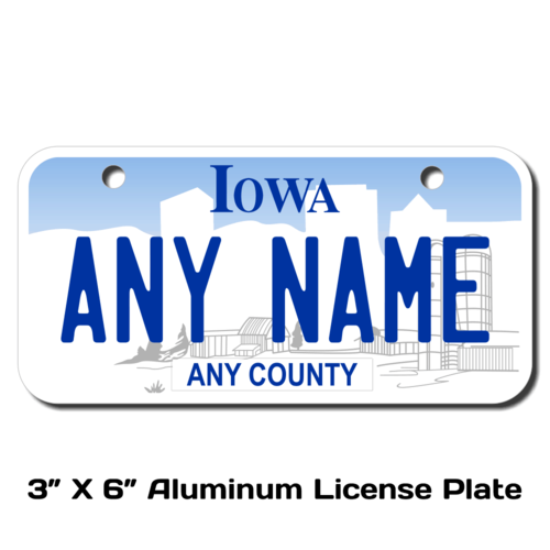Personalized Iowa 3 X 6 License Plate 