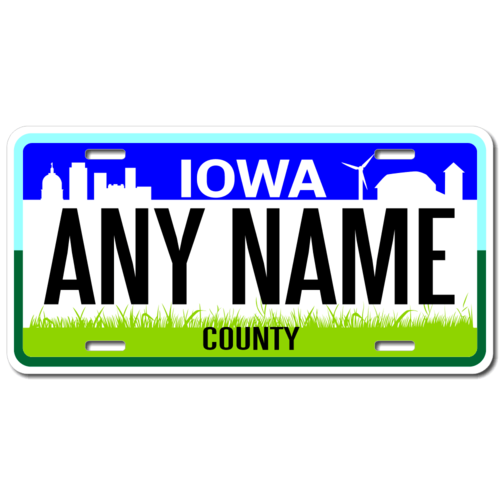 Personalized Iowa License Plate for Bicycles, Kid's Bikes, Carts, Cars or Trucks Version 2