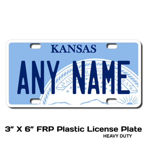 Personalized Kansas 3 X 6 Plastic License Plate