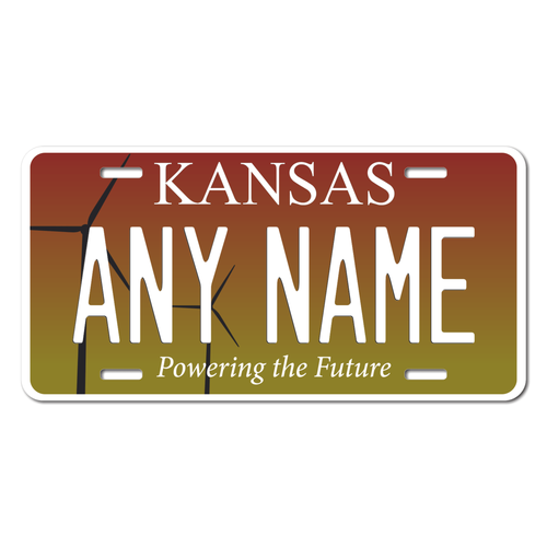 Personalized Kansas License Plate for Bicycles, Kid's Bikes, Carts, Cars or Trucks Version 2