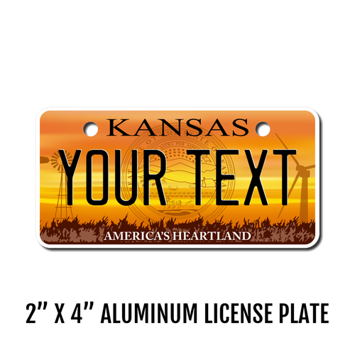 Personalized Kansas 2 X 4 License Plate 