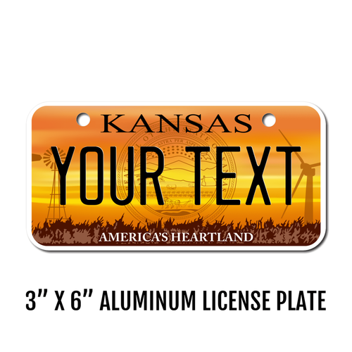 Personalized Kansas 3 X 6 License Plate 