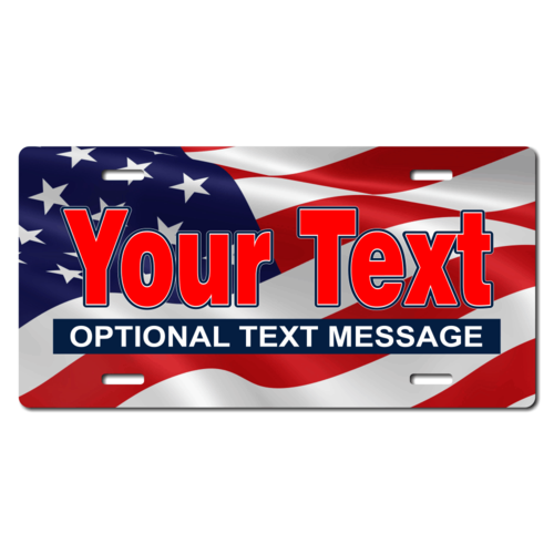 Personalized American Flag License Plate for Bicycles, Kid's Bikes, Carts, Cars or Trucks