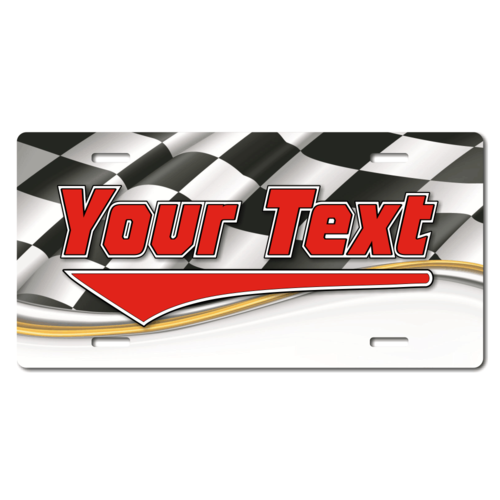 Personalized Checkered Racing Flag License Plate for Bicycles, Kid's Bikes, Carts, Cars or Trucks