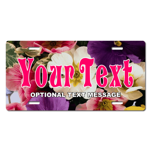 Personalized Flowers License Plate for Bicycles, Kid's Bikes, Carts, Cars or Trucks