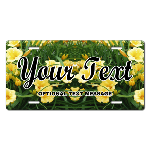 Personalized Yellow Flowers License Plate for Bicycles, Kid's Bikes, Carts, Cars or Trucks