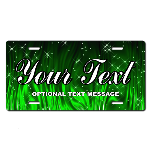 Personalized Green Sparkles License Plate for Bicycles, Kid's Bikes, Carts, Cars or Trucks