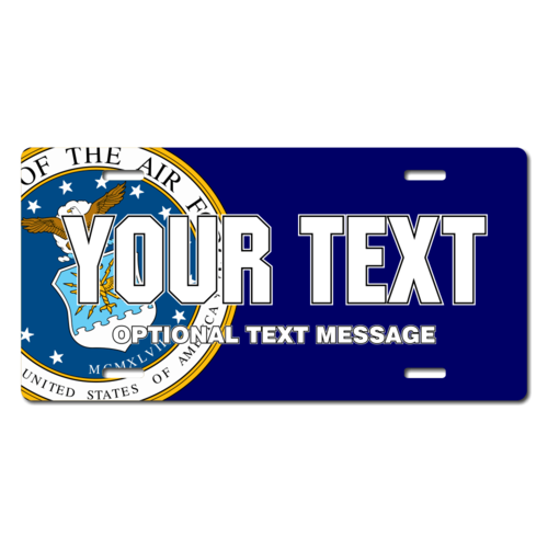Personalized Air Force Seal / Navy Background License Plate for Bicycles, Kid's Bikes, Carts, Cars o