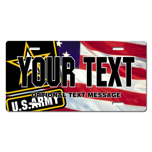 Personalized U.S. Army Star Emblem w/ American Flag Background License Plate for Bicycles, Kid's Bik