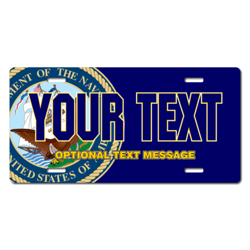 Personalized Navy Seal w/ Navy Background License Plate for Bicycles, Kid's Bikes, Carts, Cars or Tr