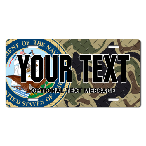 Personalized Navy Seal w/ Camo Background License Plate for Bicycles, Kid's Bikes, Carts, Cars or Tr