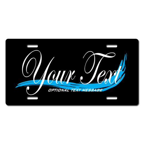 Personalized Blue Swoosh License Plate for Bicycles, Kid's Bikes, Carts, Cars or Trucks