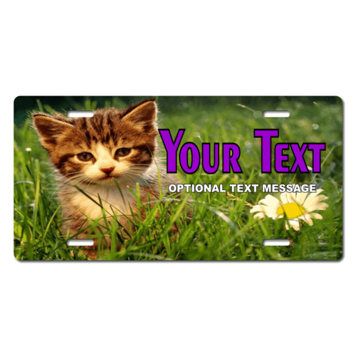 Personalized Kitten and Flower License Plate for Bicycles, Kid's Bikes, Carts, Cars or Trucks
