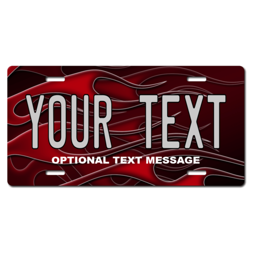 Personalized Red Flames License Plate for Bicycles, Kid's Bikes, Carts, Cars or Trucks