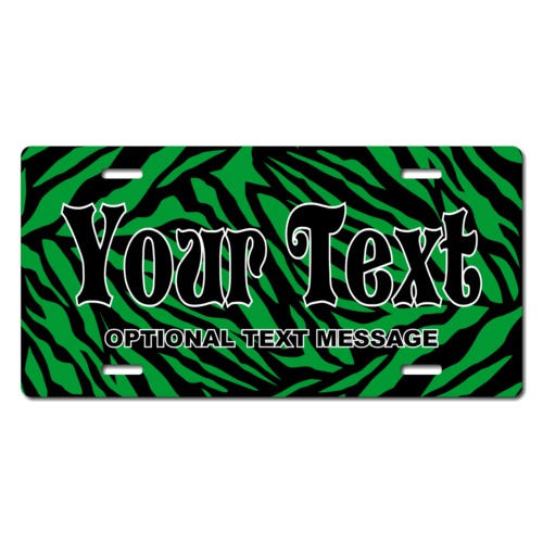 Personalized Green Zebra Print License Plate for Bicycles, Kid's Bikes, Carts, Cars or Trucks