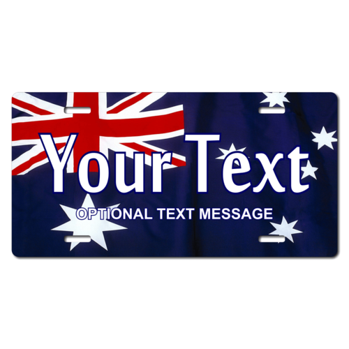 Personalized Australian Flag License Plate for Bicycles, Kid's Bikes, Carts, Cars or Trucks