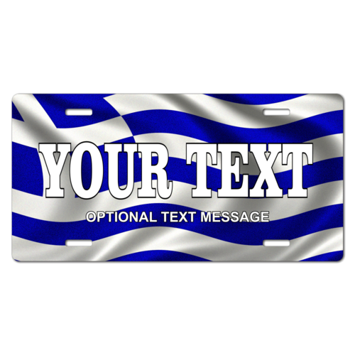 Personalized Greece Flag License Plate for Bicycles, Kid's Bikes, Carts, Cars or Trucks