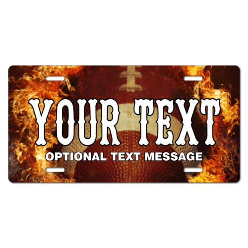 Personalized Flaming Football License Plate for Bicycles, Kid's Bikes, Carts, Cars or Trucks