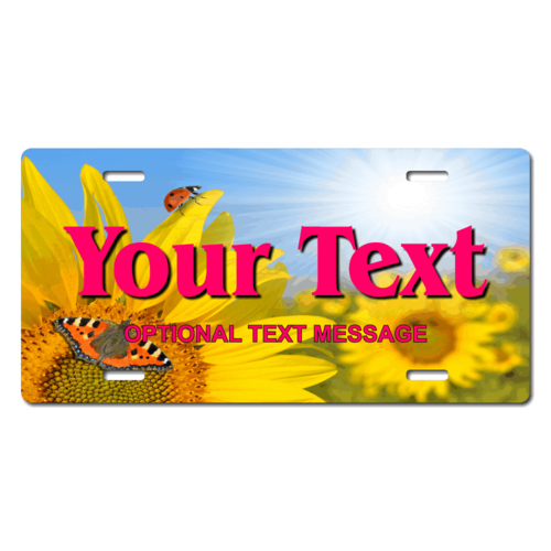 Personalized Sunflower/Butterfly License Plate for Bicycles, Kid's Bikes, Carts, Cars or Trucks