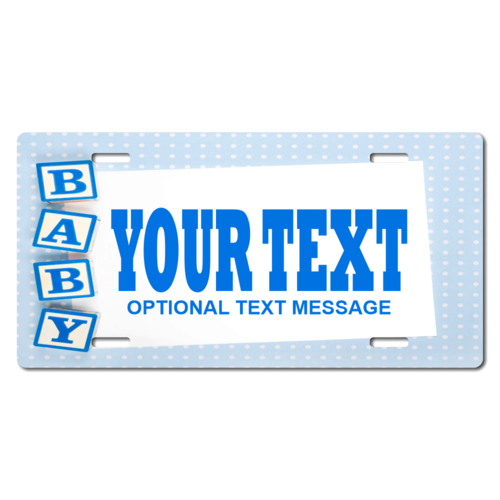Personalized Blue Baby Block License Plate for Bicycles, Kid's Bikes, Carts, Cars or Trucks