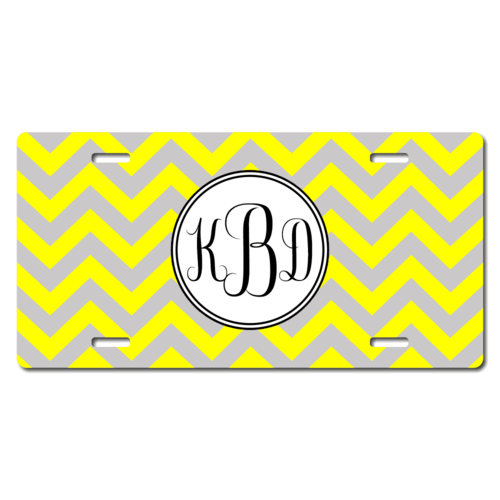Personalized Chevron Monogram License Plate for Bicycles, Kid's Bikes, Carts, Cars or Trucks