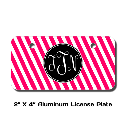 Personalized Stripes Monogram License Plate for Bicycles, Kid's Bikes, Carts, Cars or Trucks