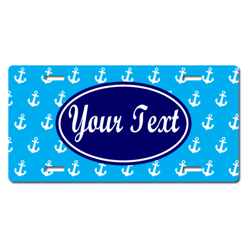Personalized Blue Anchor Background License Plate for Bicycles, Kid's   Bikes, Carts, Cars or Trucks
