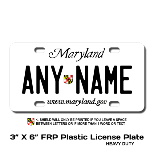 Personalized Maryland 3 X 6 Plastic License Plate  