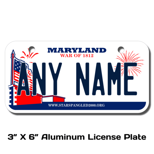 Personalized Maryland 3 X 6 License Plate 