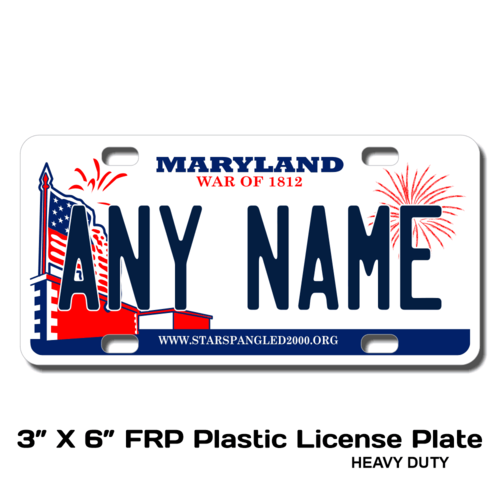 Personalized Maryland 3 X 6 Plastic License Plate 