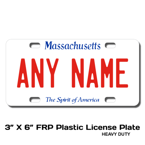 Personalized Massachusetts 3 X 6 Plastic License Plate 