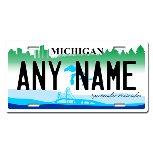 Personalized Michigan License Plate for Bicycles, Kid's Bikes, Carts, Cars or Trucks Version 2
