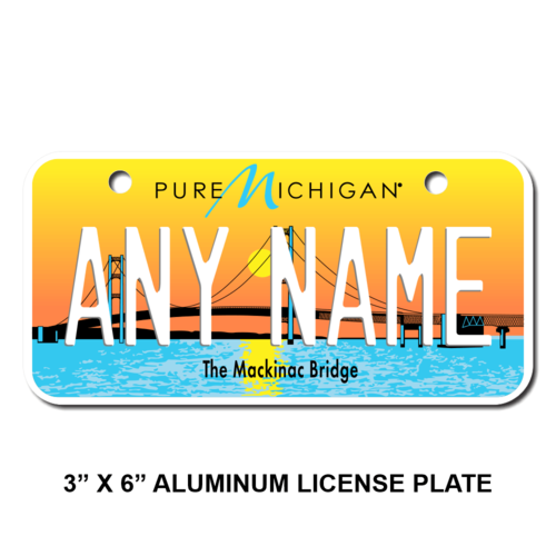 Personalized Michigan 3 X 6 License Plate 