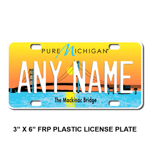 Personalized Michigan 3 X 6 Plastic License Plate 