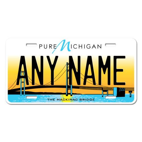 Personalized Michigan License Plate for Bicycles, Kid's Bikes, Carts, Cars or Trucks Version 5