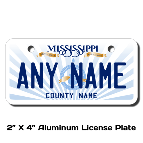 Personalized Mississippi 2 X 4 License Plate 