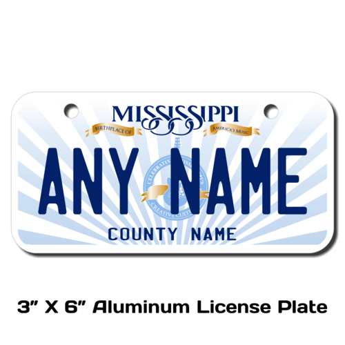 Personalized Mississippi 3 X 6 License Plate 