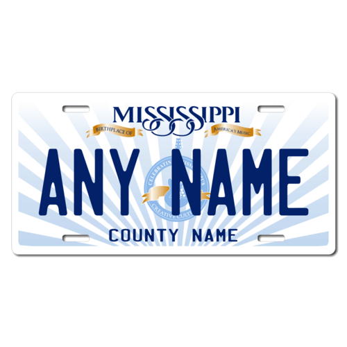 Personalized Mississippi License Plate for Bicycles, Kid's Bikes, Carts, Cars or Trucks