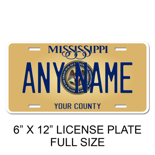 Personalized Mississippi 6 X 12 License Plate 