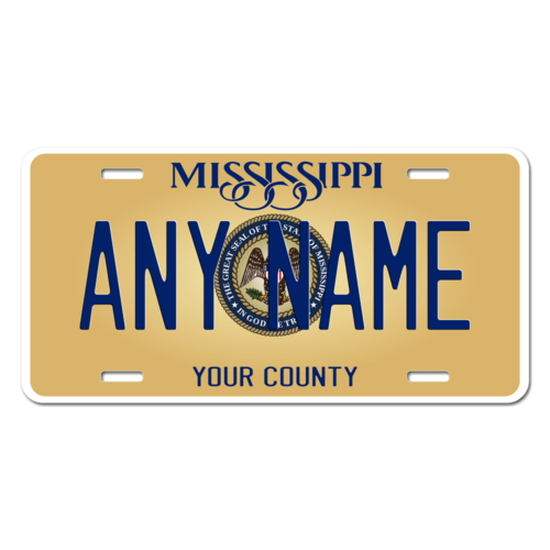 Personalized Mississippi License Plate for Bicycles, Kid's Bikes, Carts, Cars or Trucks