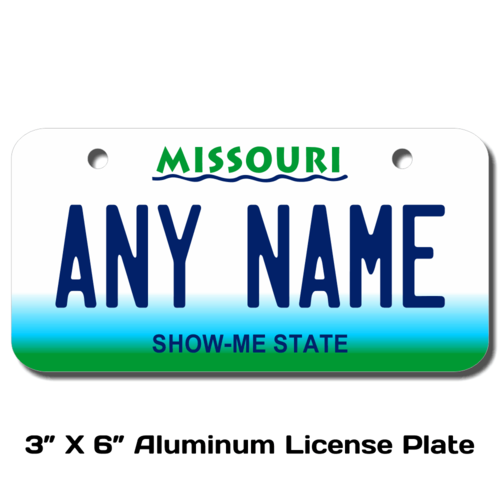 Personalized Missouri 3 X 6 License Plate  