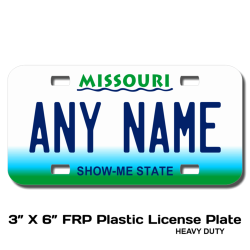 Personalized Missouri 3 X 6 Plastic License Plate 