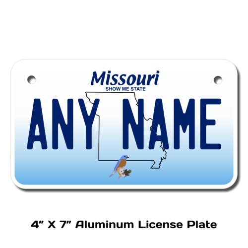 Personalized Missouri 4 X 7 License Plate