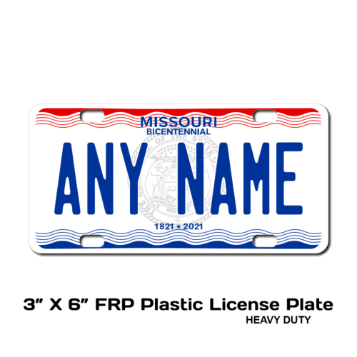 Personalized Missouri 3 X 6 Plastic License Plate 