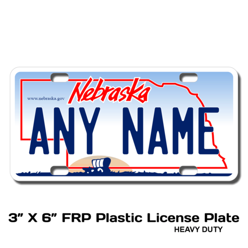 Personalized Nebraska 3 X 6 Plastic License Plate 