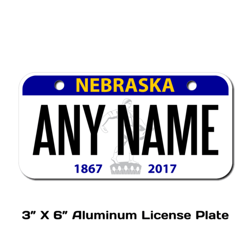 Personalized Nebraska 3 X 6 License Plate 