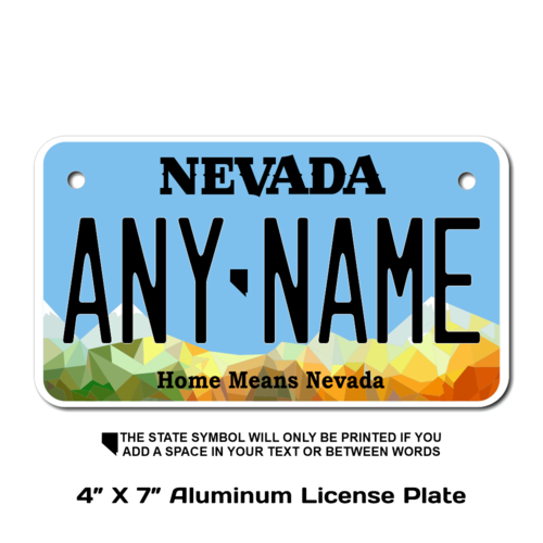 Personalized Nevada 4 X 7 License Plate