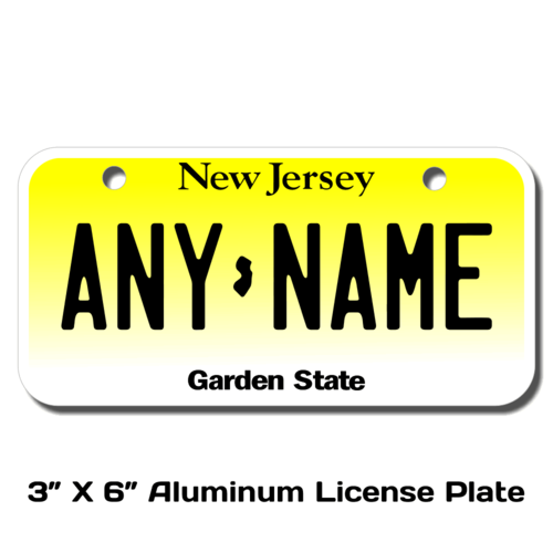 Personalized New Jersey 3 X 6 License Plate 