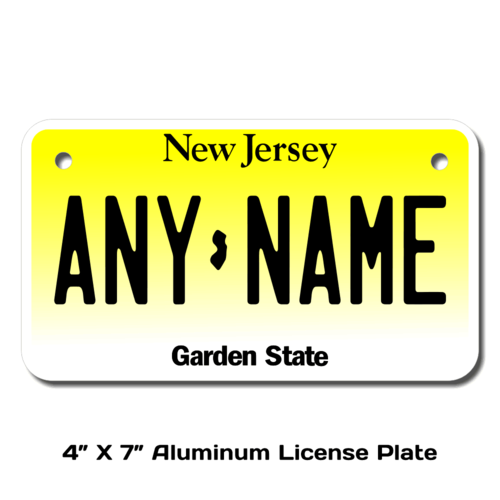 Personalized New Jersey 4 X 7 License Plate